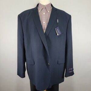 Adolfo‎ Men's Sport Coat Blazer Two Button Navy Blue Polyester Blend 56R NEW